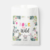 Sachets En Papier Animaux de fête Safari Girl Four Ever Wild Anniver (Devant)