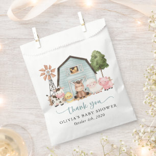 Sachets En Papier Animaux de la ferme, Animaux mignons, Grange bleue