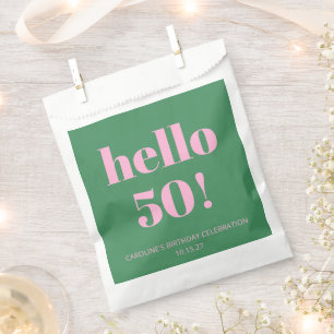 Sachets En Papier Anniversaire 50 ans Rose Vert Rétro Moderne Éclata