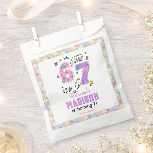 Sachets En Papier Anniversaire 7 ans Arc-en-ciel | J'avais 6 ans, ma (Coupé)
