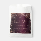 Sachets En Papier Anniversaire Bourgogne rose or tiara merci (Devant)