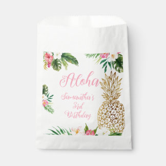 Sachets En Papier Anniversaire d'Aloha Luau Hawaiian Gold Pineappy