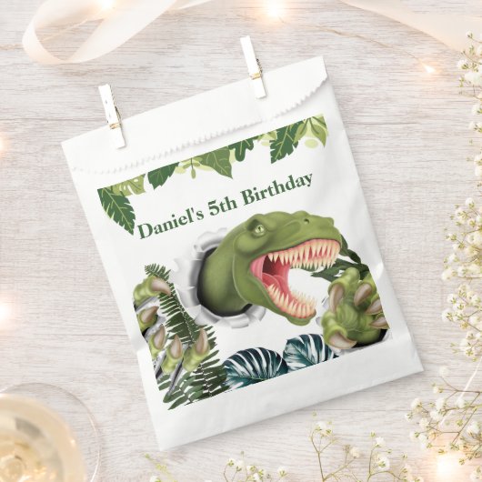 Sachets En Papier Anniversaire de dinosaure 3D (Coupé)