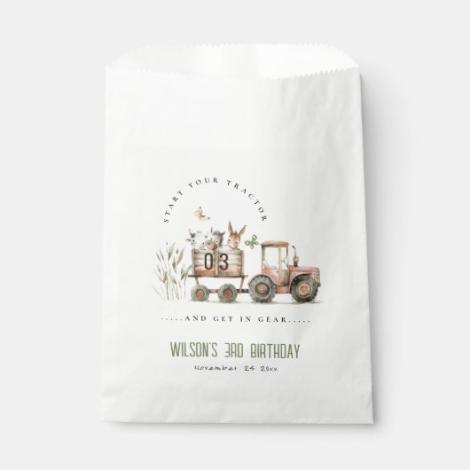 Sachets En Papier Anniversaire de enfant de tracteur pour animaux de (Devant)