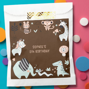 Sachets En Papier Anniversaire de enfant sauvage d'animaux de safari