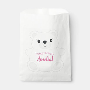 Sachets En Papier Anniversaire de l'Ours rose