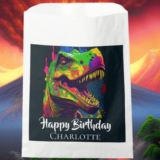 Sachets En Papier Anniversaire Dino T-Rex