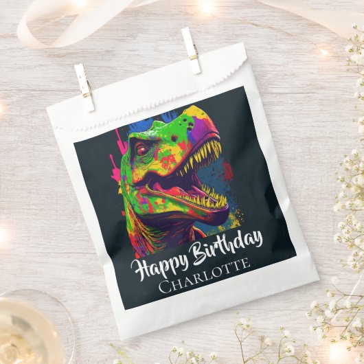 Sachets En Papier Anniversaire Dino T-Rex (Coupé)