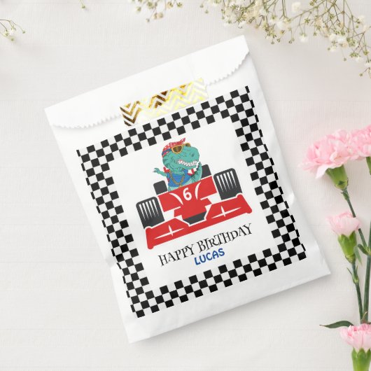 Sachets En Papier Anniversaire Dinosaur voiture de course rouge nom  (Scellé)