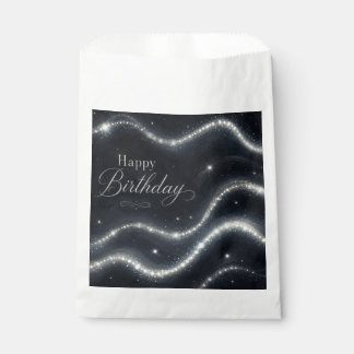 Sachets En Papier Anniversaire Élégant Noir Argent Diamant Vagues