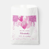 Sachets En Papier Anniversaire fête rose blanc parties scintillant b (Devant)