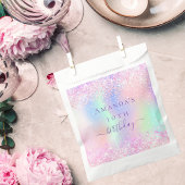 Sachets En Papier Anniversaire fête rose violet holographique