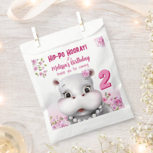 Sachets En Papier Anniversaire Fille Rose Floral Hippopotame