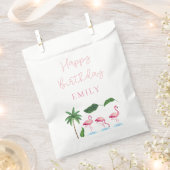 Sachets En Papier Anniversaire floral rose et vert (Coupé)