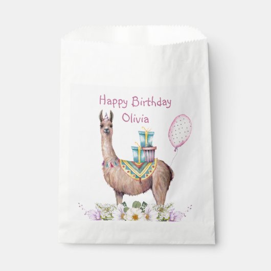 Sachets En Papier Anniversaire Llama (Devant)