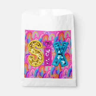 Sachets En Papier Anniversaire lumineux Rainbow 6 ans