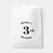 Sachets En Papier Anniversaire noir blanc nom et numéro personnalisé (Devant)