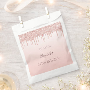 Sachets En Papier Anniversaire rose parties scintillant or goutte gl