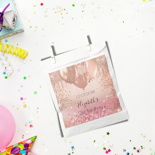 Sachets En Papier Anniversaire rose rose rose ballons d'or