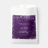 Sachets En Papier Anniversaire violet parties scintillant argent mer (Devant)
