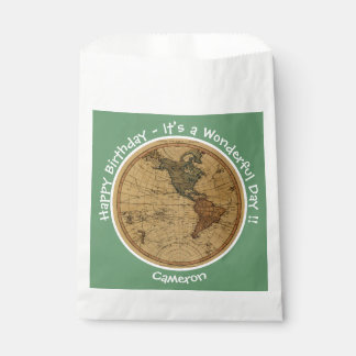 Sachets En Papier Antique 1786 Western Hemisphere Map Party