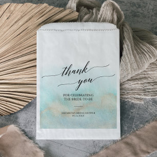Sachets En Papier Aqua et Gold Watercolor Beach Fête des mariées