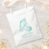 Sachets En Papier Aqua Seashells Mariage Favor Sac (Coupé)
