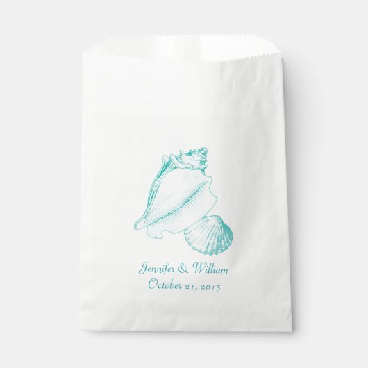 Sachets En Papier Aqua Seashells Mariage Favor Sac (Devant)