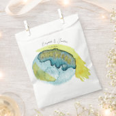 Sachets En Papier Aquarelle Abstraite bleu Jaune Art Mariage unique (Coupé)