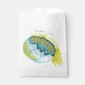 Sachets En Papier Aquarelle Abstraite bleu Jaune Art Mariage unique (Devant)