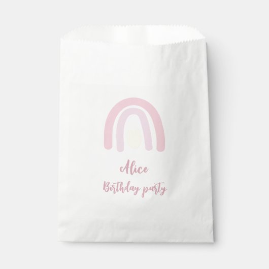 Sachets En Papier Aquarelle arc-en-ciel rose jaune Anniversaire (Devant)