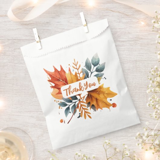 Sachets En Papier Aquarelle Automne Couleurs Feuilles (Coupé)