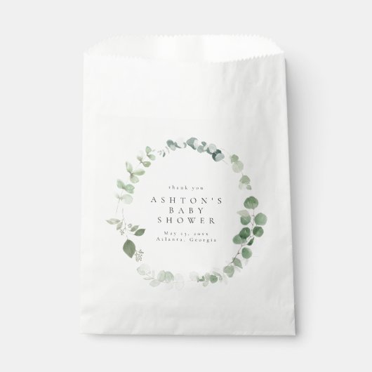 Sachets En Papier Aquarelle Baby shower verdoyant (Devant)