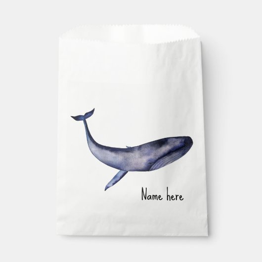 Sachets En Papier Aquarelle Baleine bleue (Devant)