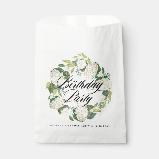 Sachets En Papier Aquarelle Blanc Hydrangea Wreath fête d'anniversai (Devant)