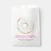 Sachets En Papier Aquarelle blanche arrosée dorée Donut Anniversaire (Devant)