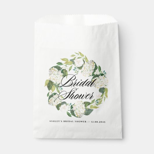 Sachets En Papier Aquarelle blanche Hydrangea Wreath Fête des mariée (Devant)