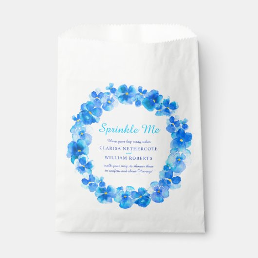 Sachets En Papier Aquarelle bleu pansy mariage spinkme confetti (Devant)