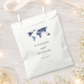 Sachets En Papier Aquarelle bleue | World Map Mariage (Coupé)