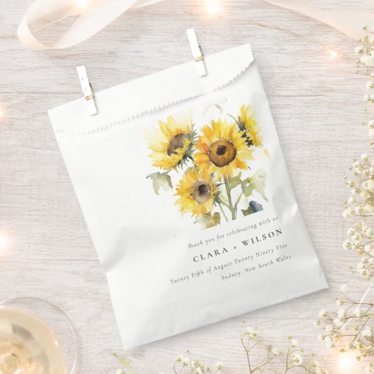 Sachets En Papier Aquarelle Boho minimale Tournesol Mariage rustique (Coupé)