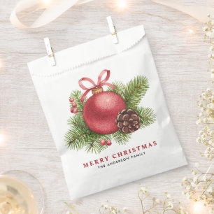 Sachets En Papier Aquarelle Boule rouge Ornement Joyeux Noël