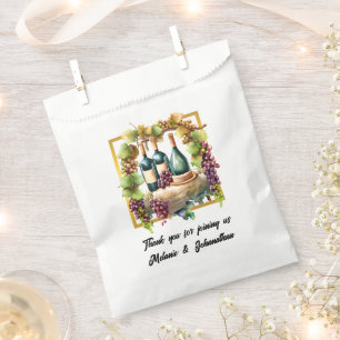 Sachets En Papier Aquarelle bouteilles de vin raisin vignoble