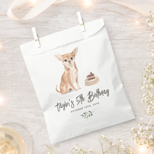 Sachets En Papier Aquarelle Chihuahua Chien Merci d'anniversaire (Coupé)