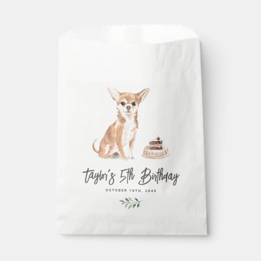Sachets En Papier Aquarelle Chihuahua Chien Merci d'anniversaire (Devant)