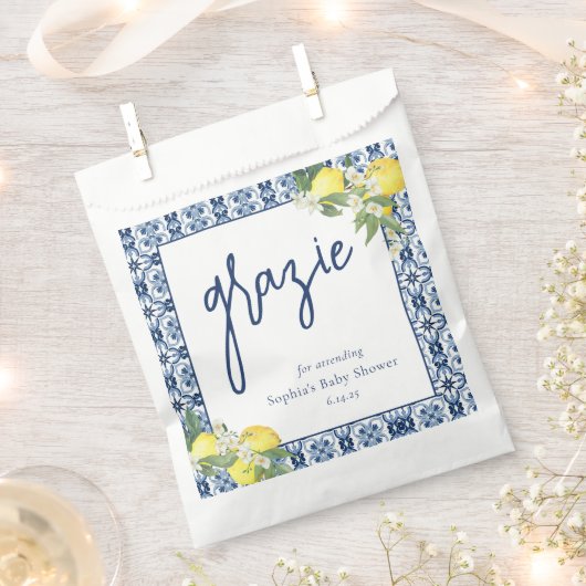 Sachets En Papier Aquarelle Citron Positano Baby shower (Coupé)