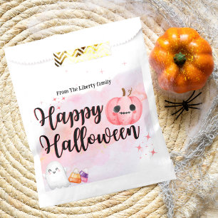 Sachets En Papier Aquarelle citrouille rose mignonne enfants tour ou