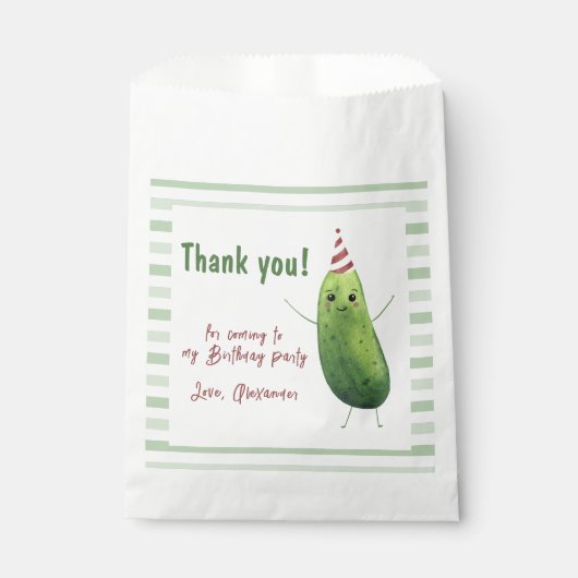 Sachets En Papier Aquarelle Concombre Big Dill Anniversaire Merci (Devant)