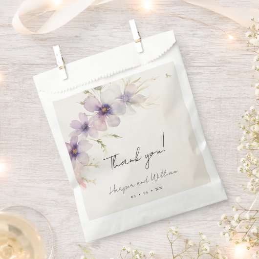 Sachets En Papier aquarelle cosmos fleurs mariage merci (Coupé)