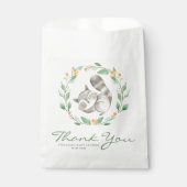 Sachets En Papier Aquarelle couchage bébé Raccoon Merci (Devant)