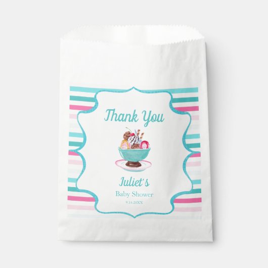 Sachets En Papier Aquarelle Crème glacée Baby shower Sundae (Devant)